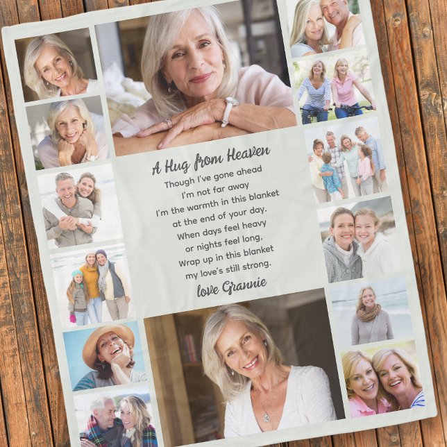 Hug från Heaven Dikt Multi Photo Collage Memorial Fleecefilt (Skapare uppladdad)