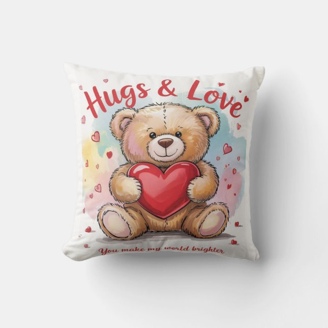 Hug & Kärlek, du gör min värld ljusare Kudde (Framsida)