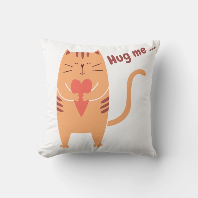 Hug Me Cat Funny Kudde (Framsida)