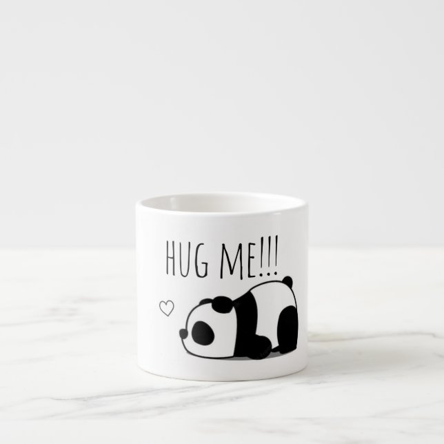 "Hug Me" Cute Minimalist Panda Ceramic Coffee Mug Espressomugg (Framsidan)
