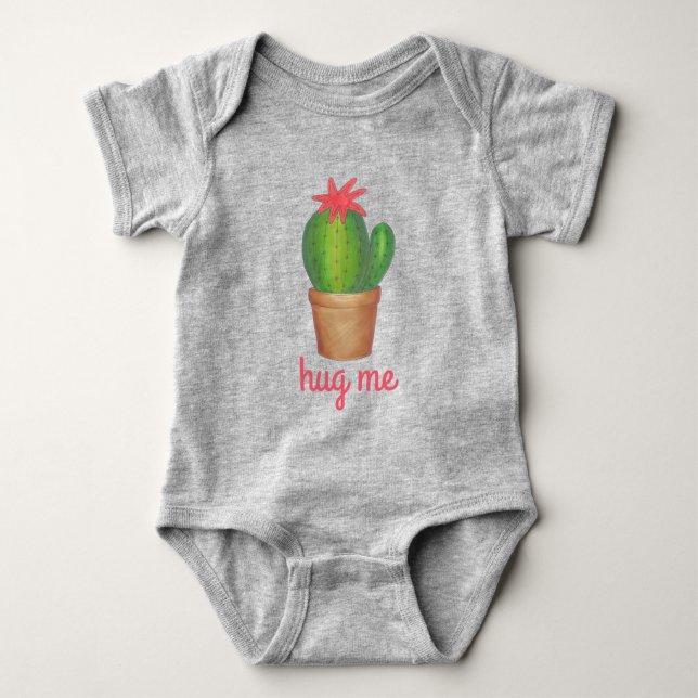 HUG ME Grönt Prickly Cactus Cacti Funny Plant T-shirt (Framsida)