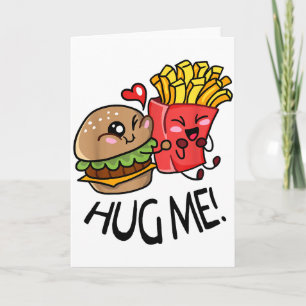 Hug Me Kawaii Hamburger Och Fries Par St. Valen Kort