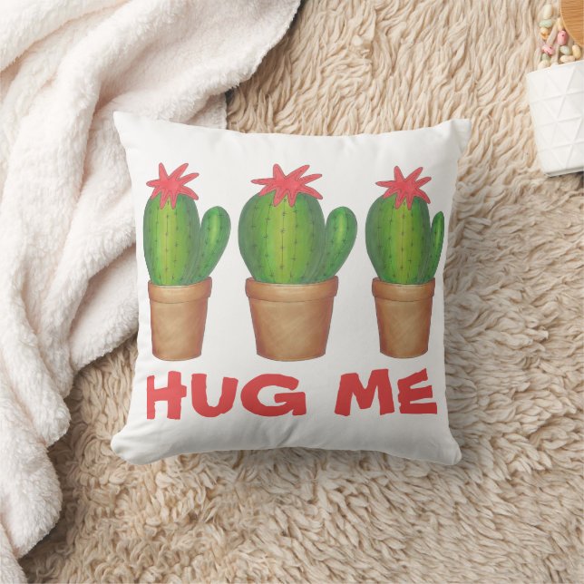 HUG ME Prickly Grönt Cactus Cacti Flower Pot Kudde (Filt)