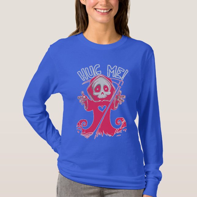 Hug Me Rosa Grimreaper T Shirt (Framsida)