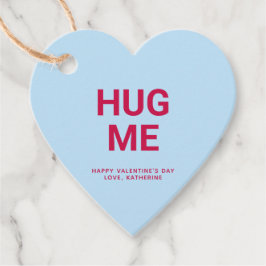 Hug mig blått hjärta, roligt, gulligt, Valentindag Gåvor Etiketter
