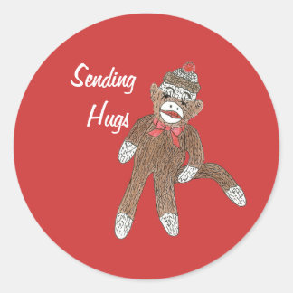 Hug Monkey Sticker Runt Klistermärke