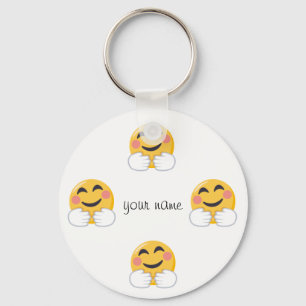Hug och Kärlek Emoji och ert namn här" Nyckelring
