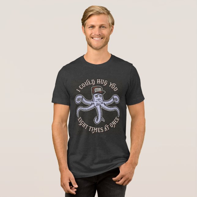 Hug Power: Funny Octopus Retro Tee (Framsida Full)