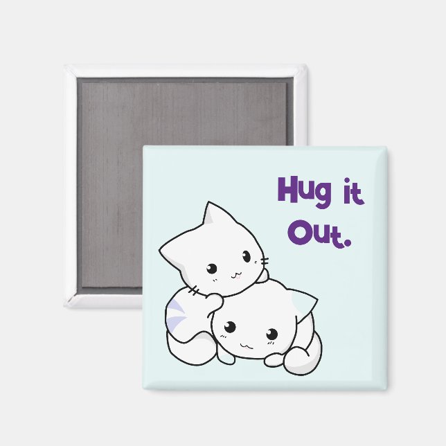Hug ut Tecknad Kittens, Cute Cat Vänskap Magnet (Front/Back)