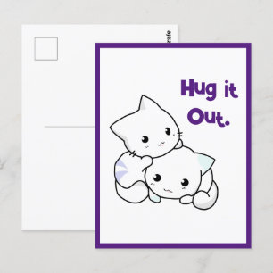Hug ut Tecknad Kittens, Cute Cat Vänskap Vykort