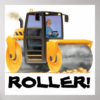 HUGE Barn Construction Road Roller Poster