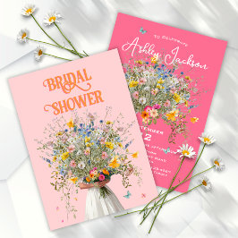 Huge Bouquet Bride Rosa Orange Möhippa Inbjudningar