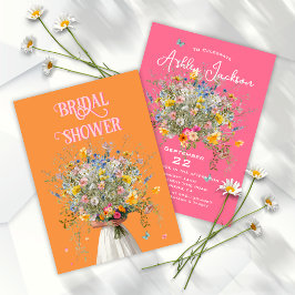 Huge Bouquet Bride Rosa Orange Möhippa Invit Inbjudningar