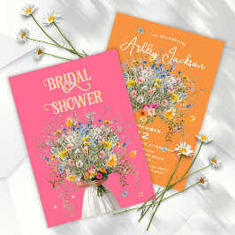 Huge Bouquet Bride Rosa Orange Möhippa Invit Inbjudningar