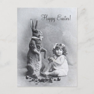 Huge Bunny Victorian Girl Påsk Candy Helg Vykort