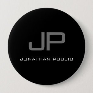 Huge Button Initial Brev Monogram Namn Black Knapp