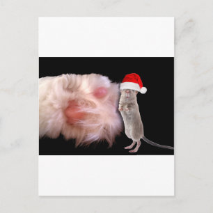 Huge Cat Tass Little jul Mouse Helg Vykort