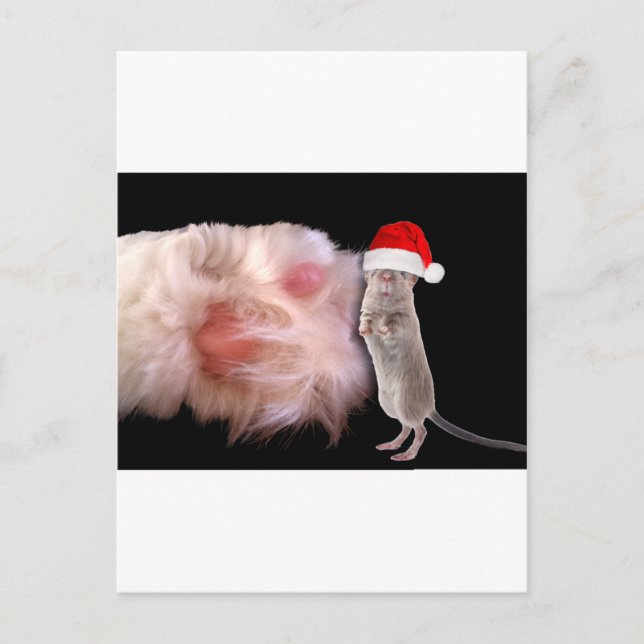 Huge Cat Tass Little jul Mouse Helg Vykort (Framsida)