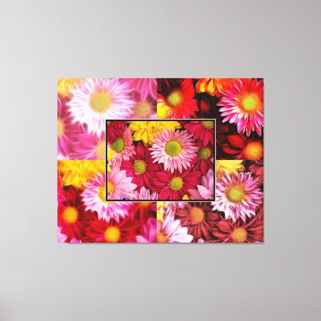 HUGE Daisys Quadtych Art Wrapped Canvas (Framsida)