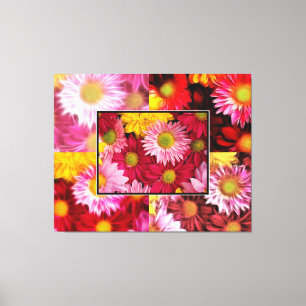 HUGE Daisys Quadtych Art Wrapped Canvas