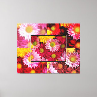HUGE Daisys Quadtych Art Wrapped Canvas