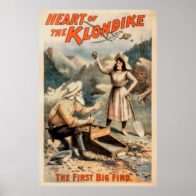 Huge Guld Nugget hittades i Klondike 1897 Poster (Framsidan)