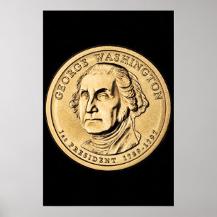 Huge Guld Washington Dollar Coin Poster