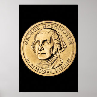 Huge Guld Washington Dollar Coin Poster