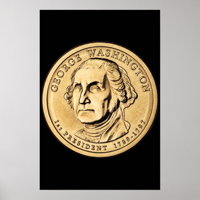 Huge Guld Washington Dollar Coin Poster (Framsidan)