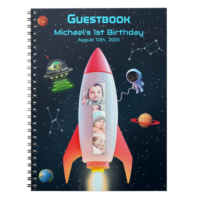 Huge One | Rocket Space 1:a födelsedag Guest Bok Anteckningsbok (Framsidan)