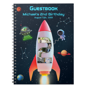 Huge One Rocket Space 2:a födelsedag Guest Bok Anteckningsbok
