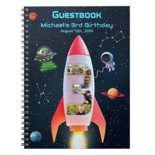 Huge Tre Raketområde 3:e födelsedag Guest Bok Anteckningsbok