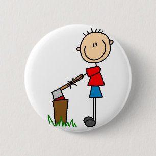 Hugga av den Wood stick figur knäppas Knapp