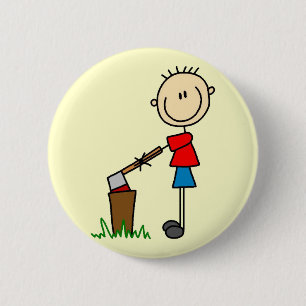 Hugga av Wood stick figurTshirts och gåvor Knapp