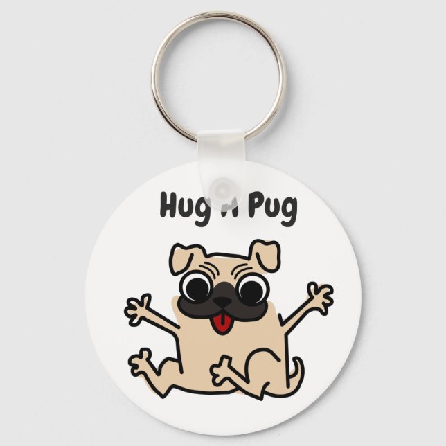 Hugga en Pug Hund-nyckelkedja Nyckelring (Framsida)