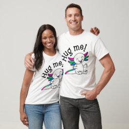 Hugga mig! Cute Axolotl i Polysexual Pride färg T Shirt