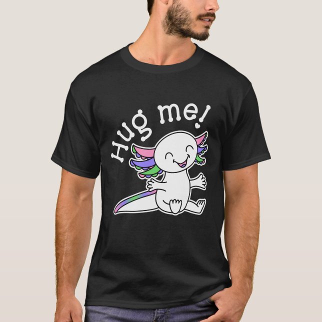 Hugga mig! Cute Axolotl i Trigender-Pridet färg T Shirt (Framsida)
