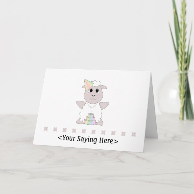 Huggable Pastel Birthday White Sheep Kort (Framsida)