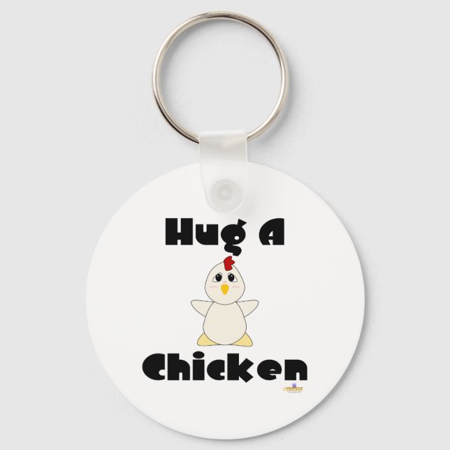 Huggable White Chicken Hug A Chicken Nyckelring (Framsida)