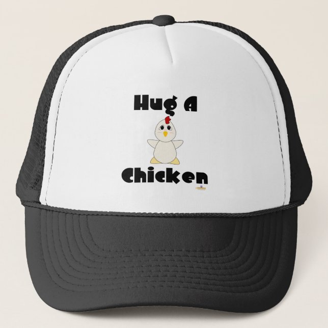 Huggable White Chicken Hug A Chicken Truckerkeps (Framsida)