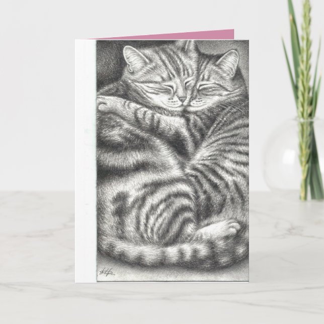 Huggande Tabby katt Pet Sympathy Card. Kort (Framsida)
