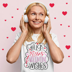 Huggar, kyssar och Valentine Önskemål, Hearts, Kär T Shirt
