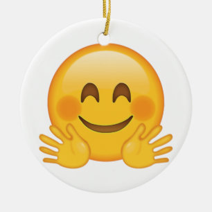 Hugger Ansikte - Emoji Julgransprydnad Keramik