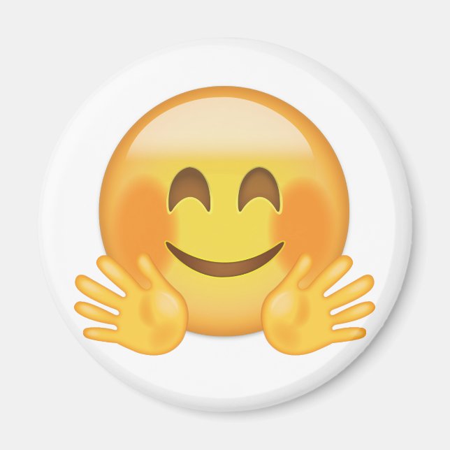 Hugger Ansikte Emoji Magnet (Framsidan)