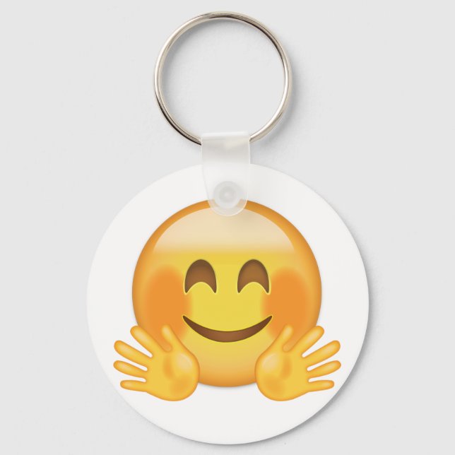 Hugger Ansikte Emoji Nyckelring (Framsida)