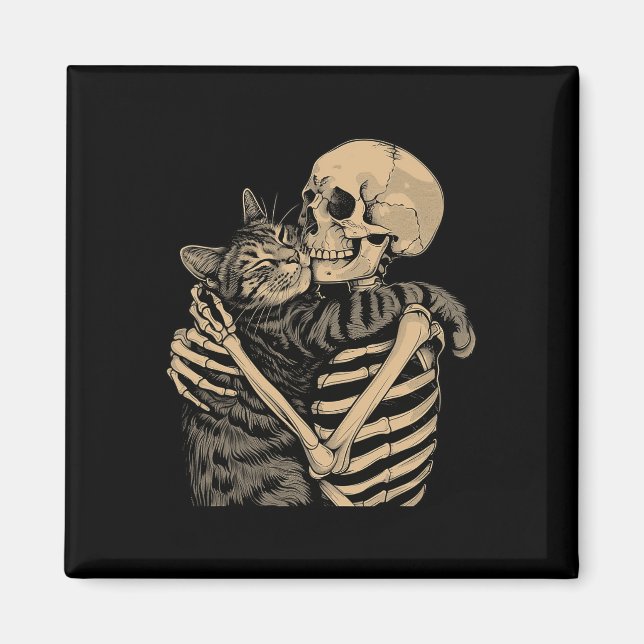 Hugger Cat Halloween Cat Lover Cat Mamma Pappa Magnet (Framsidan)