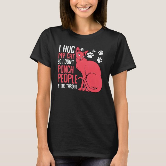Hugger Cat Pet Animal Meading Kattunge Humor T Shirt (Framsida)