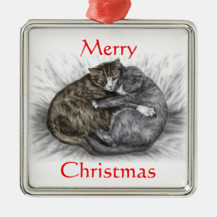 Hugger Cats Sleeping Julgransprydnad Metall