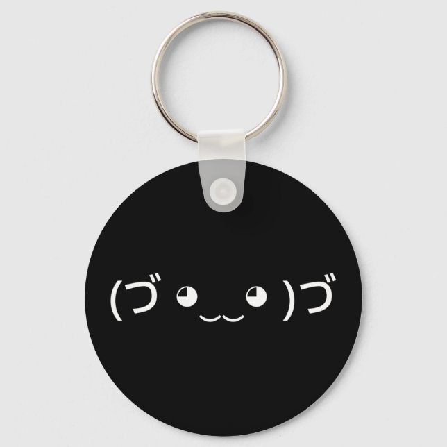 Hugger Emoticon (づ ◕ ‿ ‿ ◕)づ japanskt Kaomoji Keyc Nyckelring (Framsida)