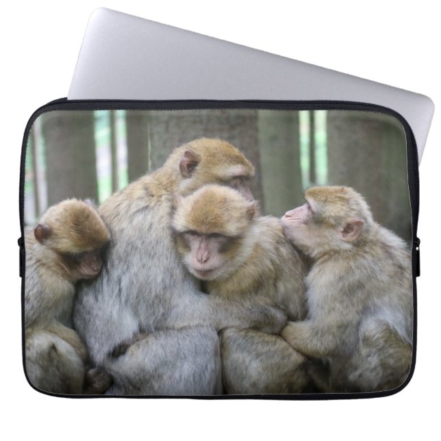 Huggfoto för grupp av ljuddämpare för Cute Ape-fam Laptop Fodral (Framsidan)